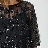 Vivan pusero, Black Sequins on mesh