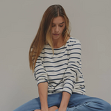 Donna raitapaita, Ecru/New Navy