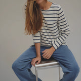 Donna raitapaita, Ecru/New Navy