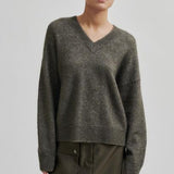 Brook neule v-neck, chocolate chip