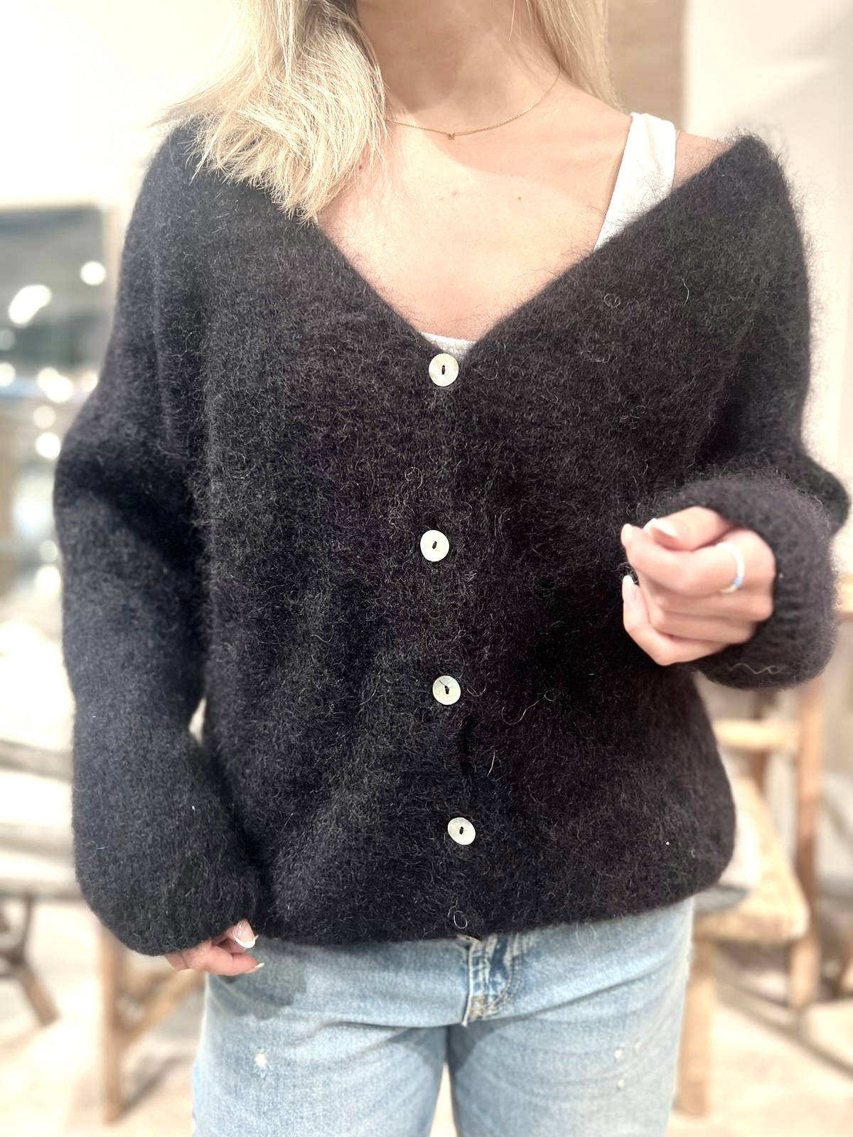 Americandreams - Cornelia mohairneuletakki, black