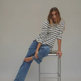 Donna raitapaita, Ecru/New Navy