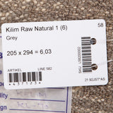 Kelim matto, Natural Grey #622 / 204x294