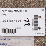 Kelim matto, Natural Grey #627 / 205x295