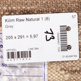 Kelim matto, Natural Grey #634 / 205x291