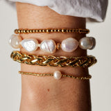 Big Stellar Pearly Bracelet, Gold