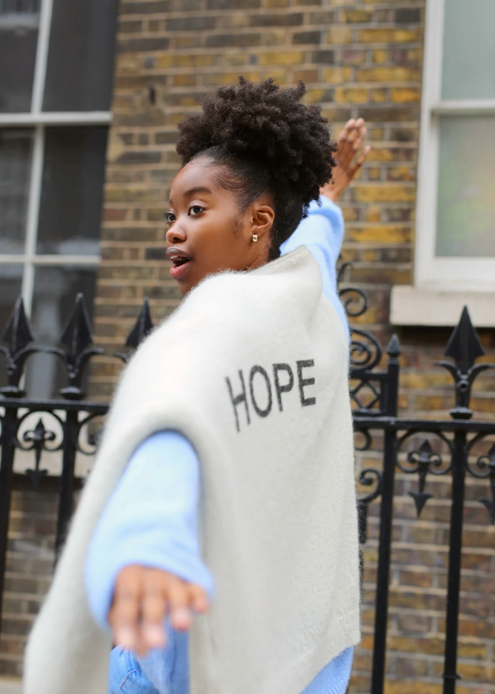 Americandreams - Silja mohairneule HOPE, beige/black