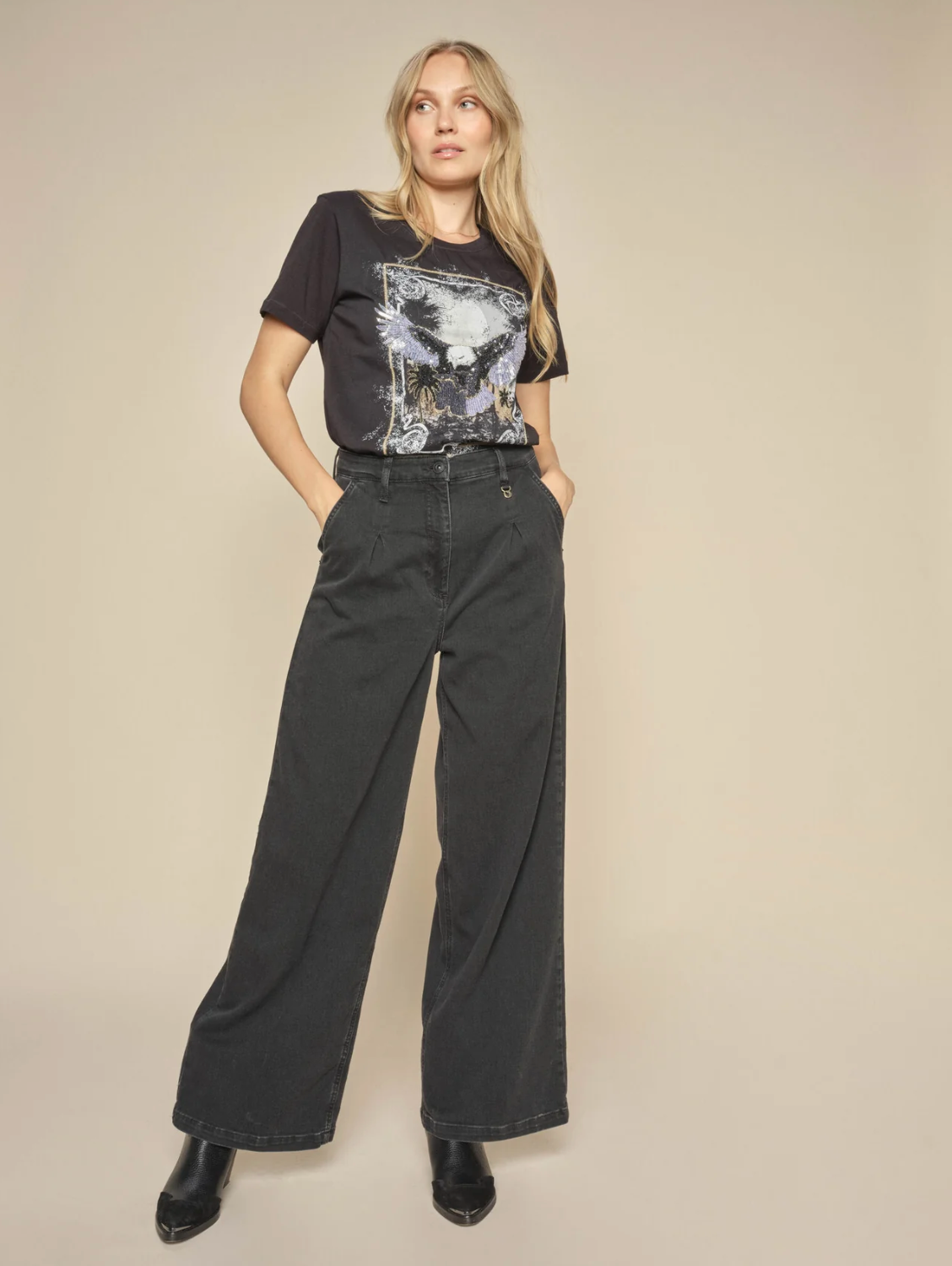 Mos Mosh - Gobi Pleat Jeans long, black