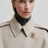 Walance pitkä villakangastakki, beige melange