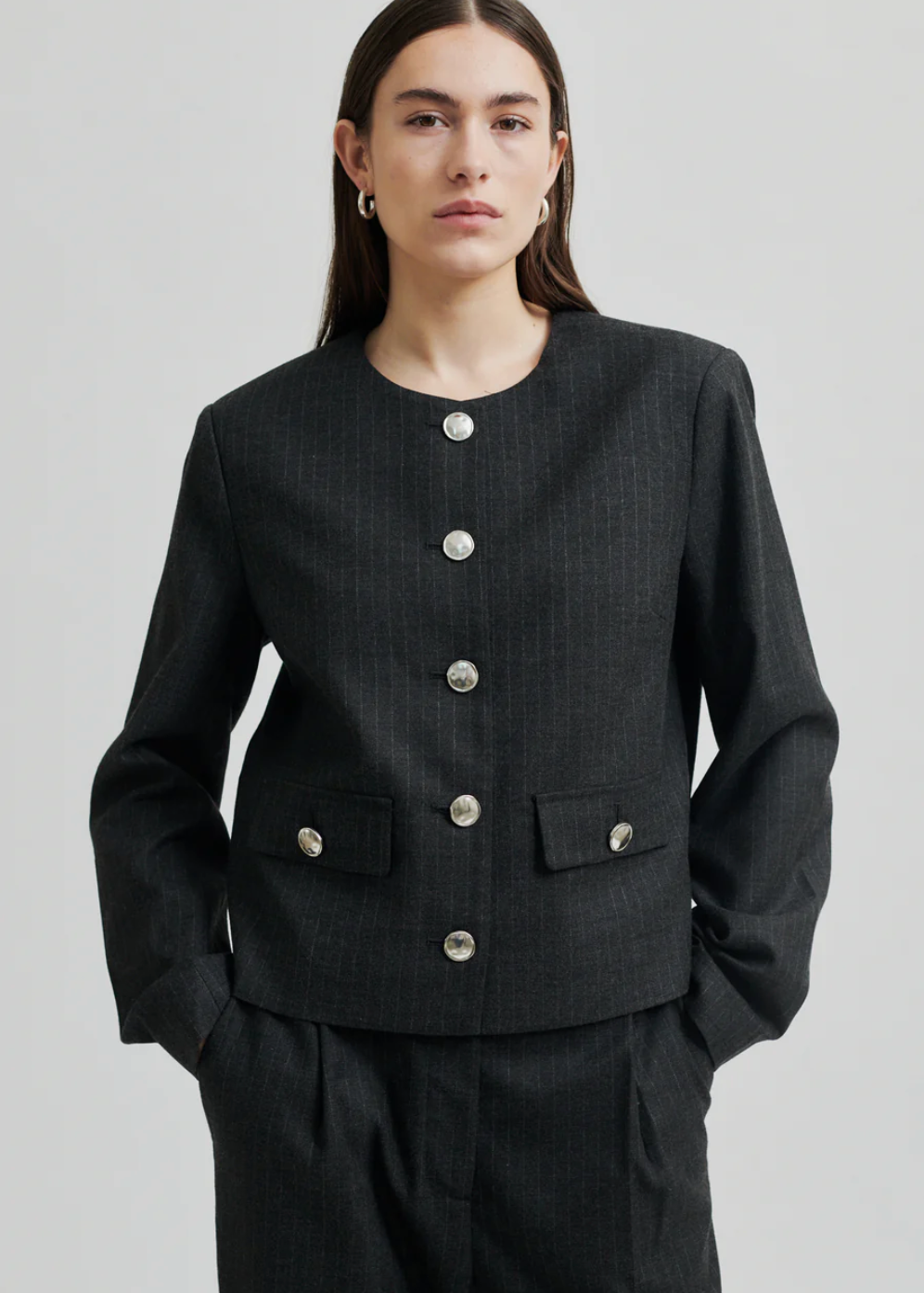 Wake lyhyt bleiseri, dark grey melange