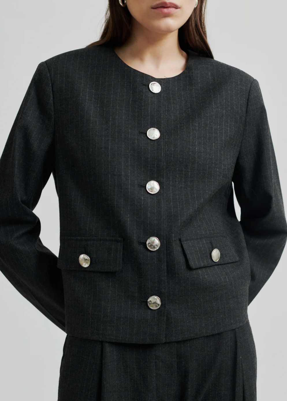 Wake lyhyt bleiseri, dark grey melange