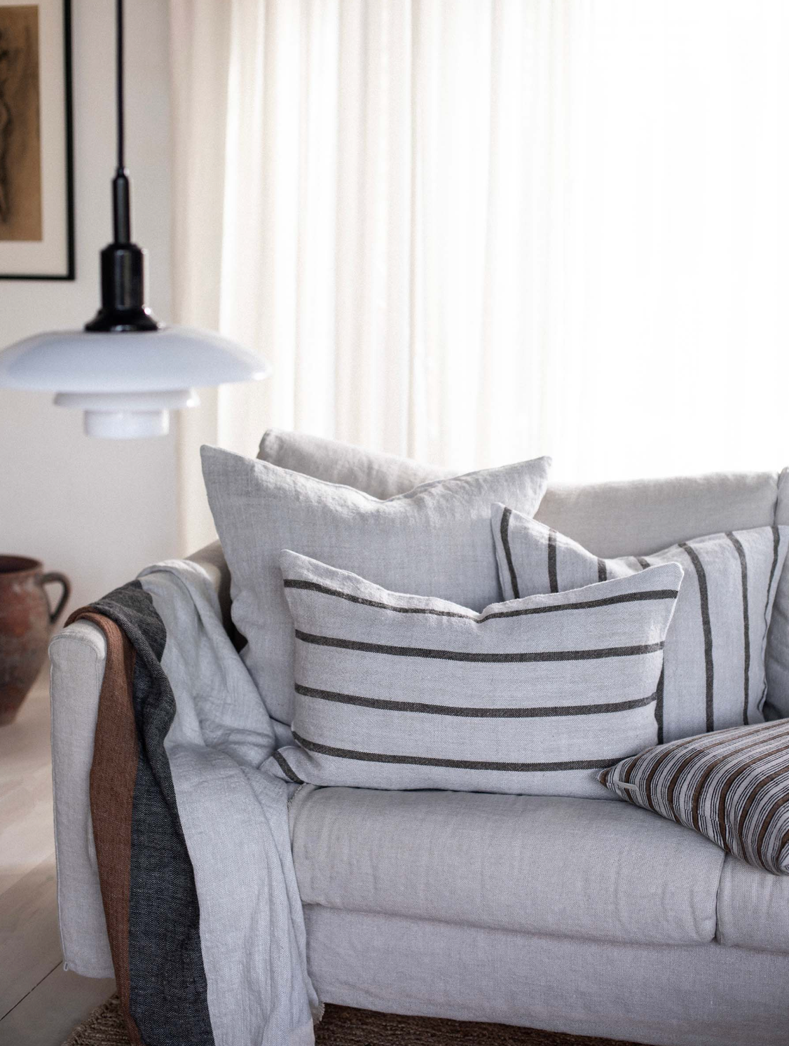 Melvin tyynynpäällinen 50x50, taupe stripe