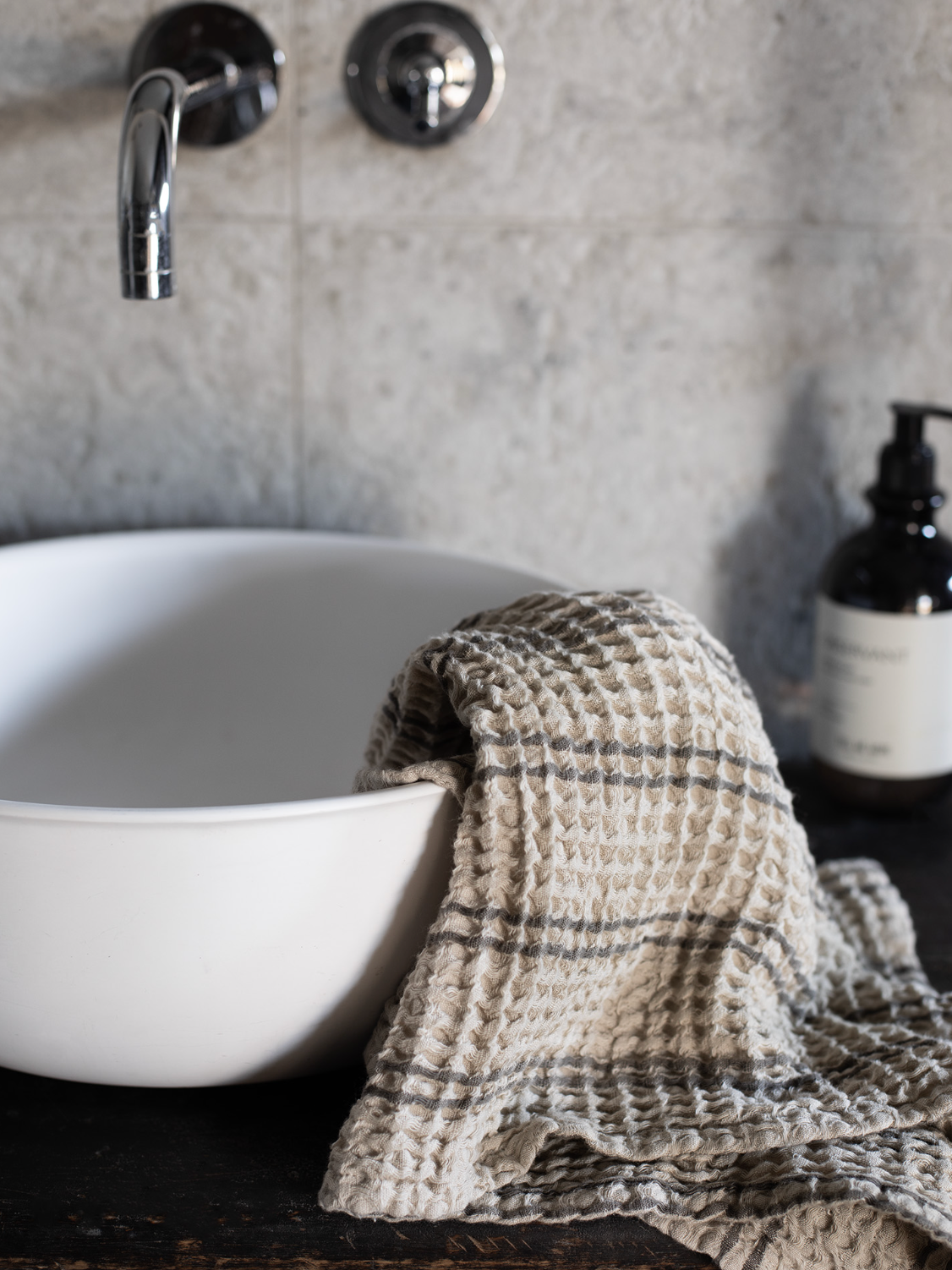 Nella vohvelipyyhe 50x70, taupe stripe