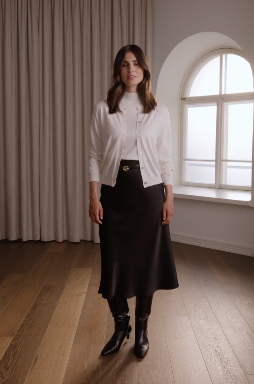 Tianna midi satiinihame, black