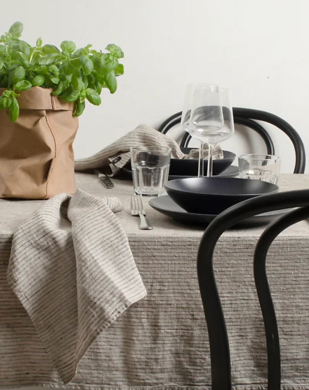 Himla - raidalliset pellavaservetit (4pl), kohl/natural