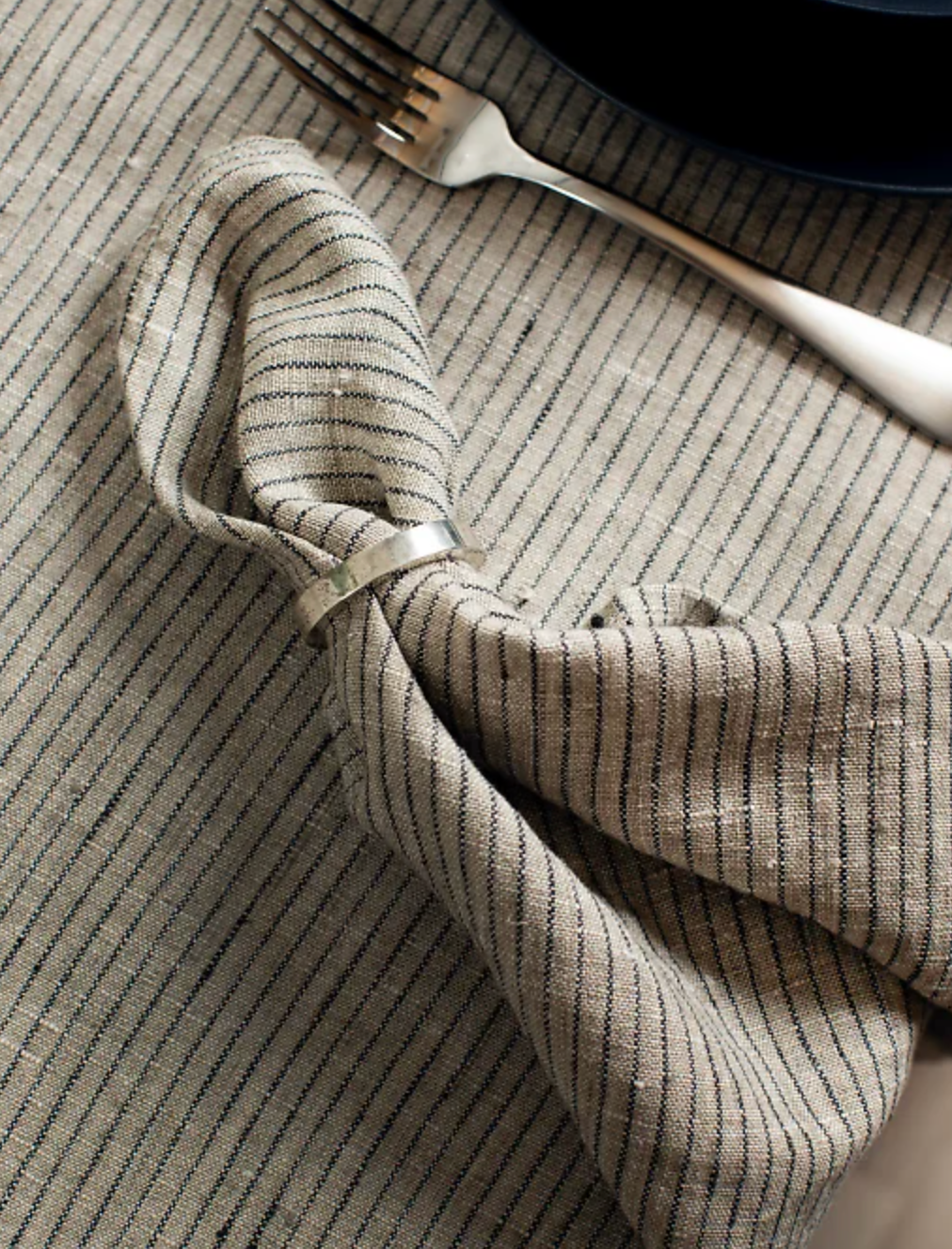 Himla - raidalliset pellavaservetit (4pl), kohl/natural