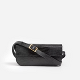 Flattered - Lillie Shoulder Bag, Leather Black Lizzard