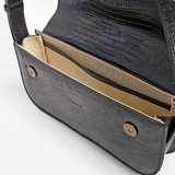 Flattered - Lillie Shoulder Bag, Leather Black Lizzard