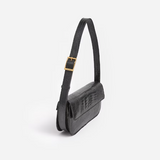 Flattered - Lillie Shoulder Bag, Leather Black Lizzard