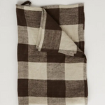 Olsson & Jensen - Johanna ruudullinen keittiöpyyhe pellavaa, brown/nat