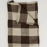 Olsson & Jensen - Johanna ruudullinen keittiöpyyhe pellavaa, brown/nat