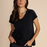 Mos Mosh - Tulli Basic t-paita v-kaulus, black