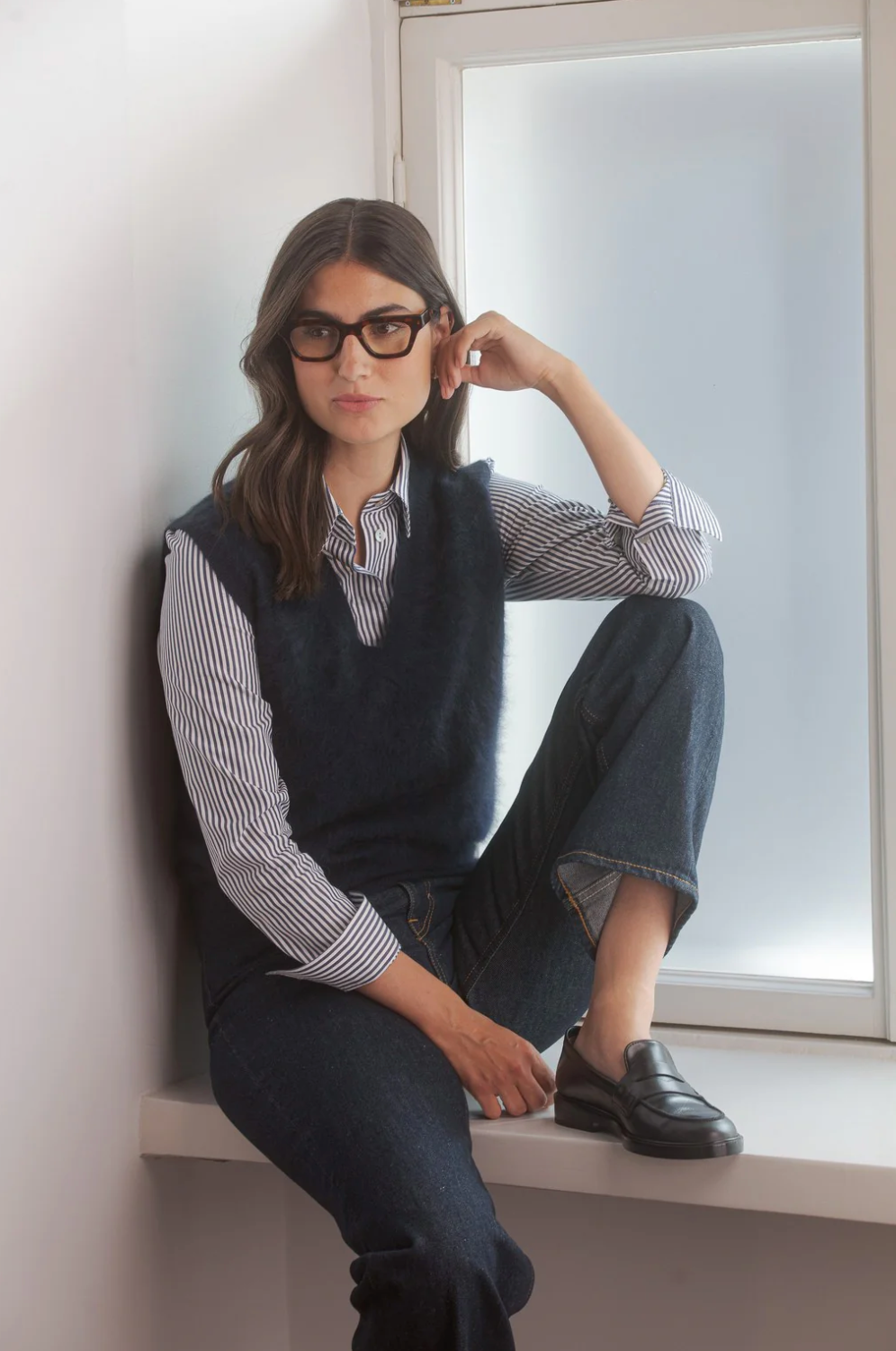 Cami kauluspaita luomupuuvillaa, dark navy