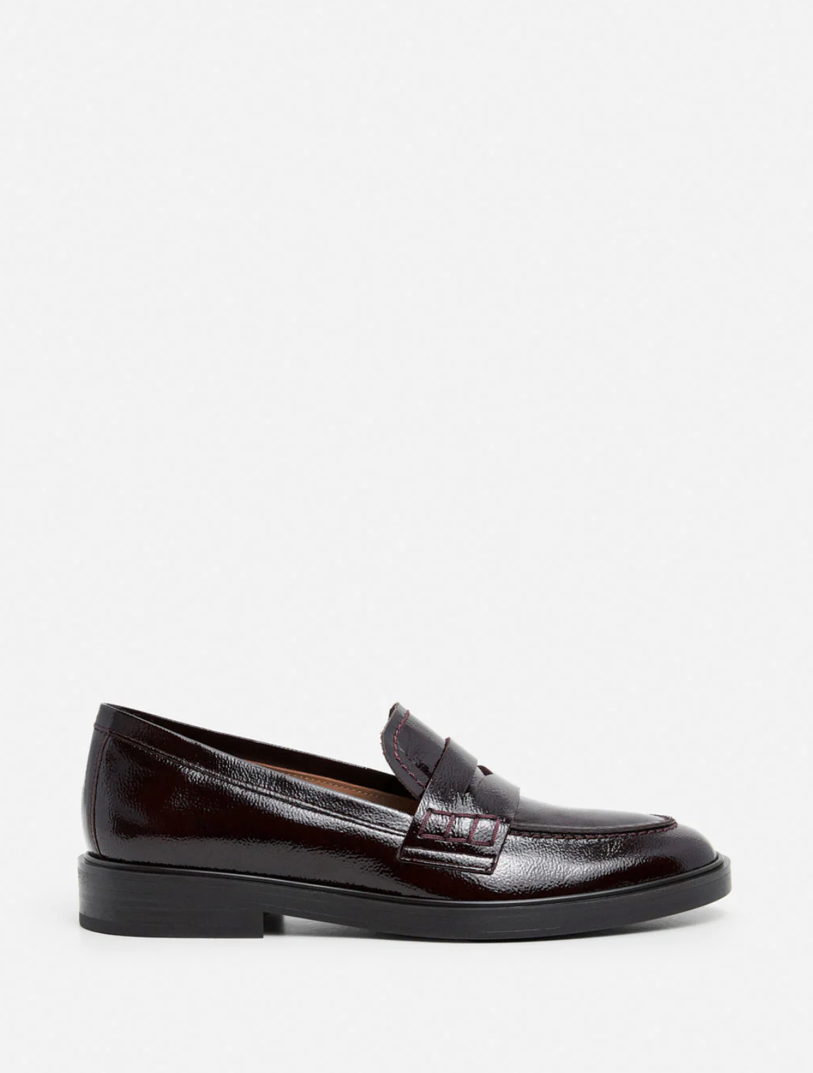 Flattered - Sara nahkaloaferit, patent burgundi