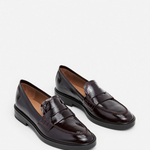 Flattered - Sara nahkaloaferit, patent burgundi