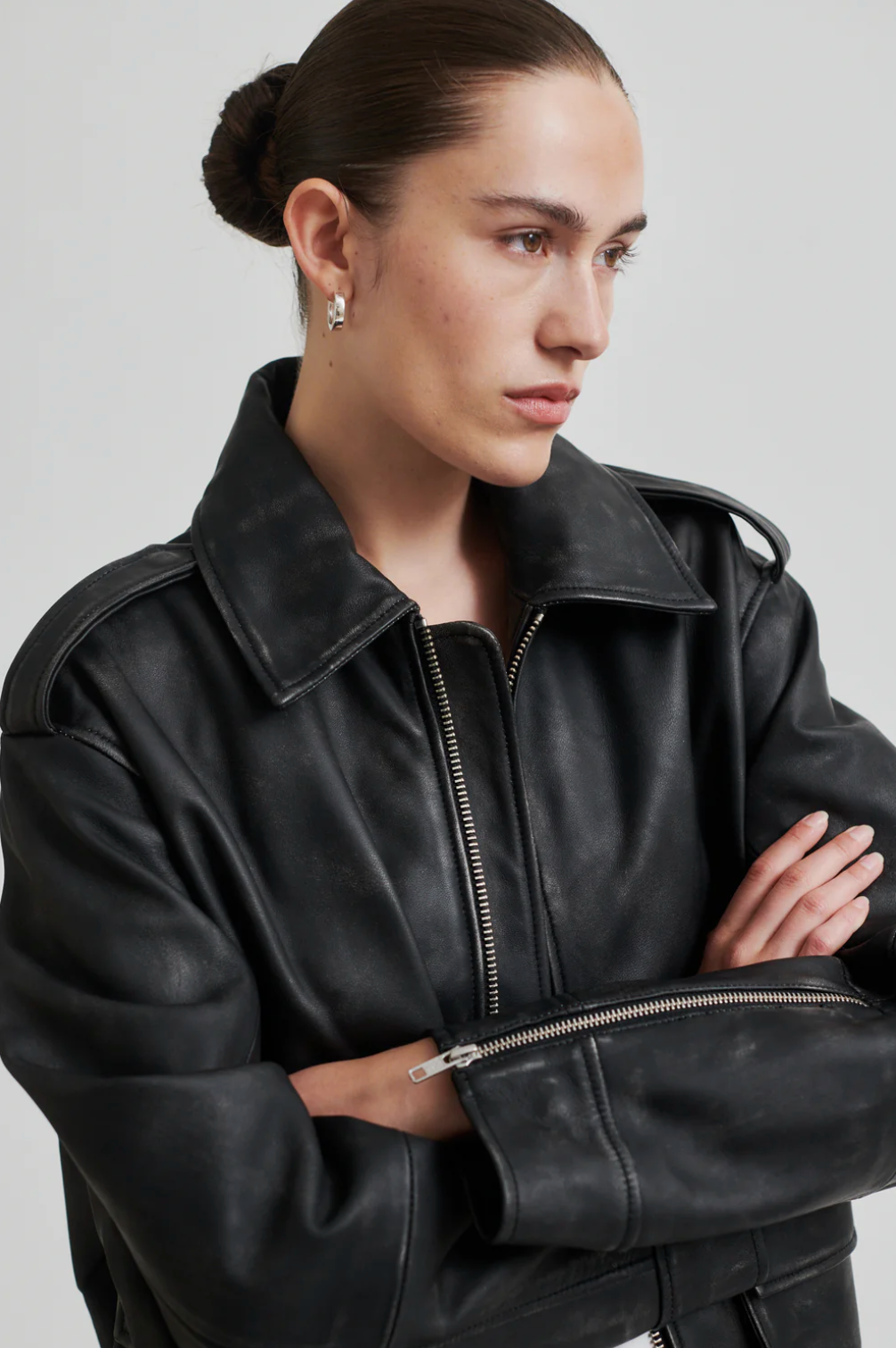 Auras Leather Jacket, black