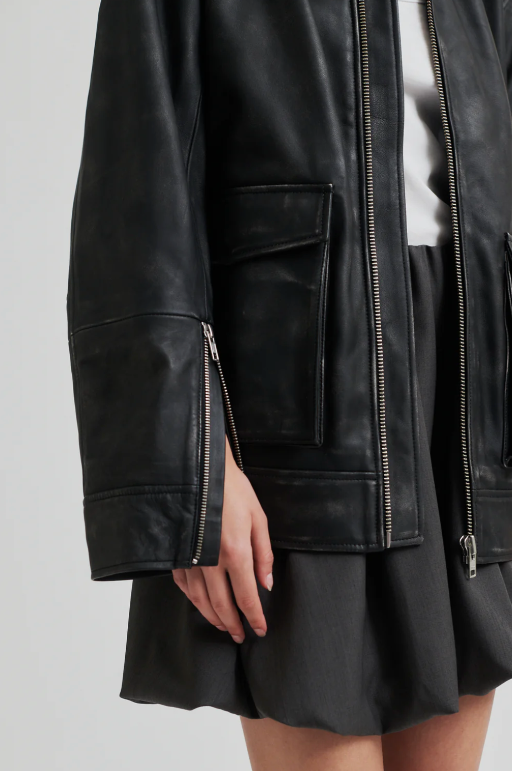 Auras Leather Jacket, black