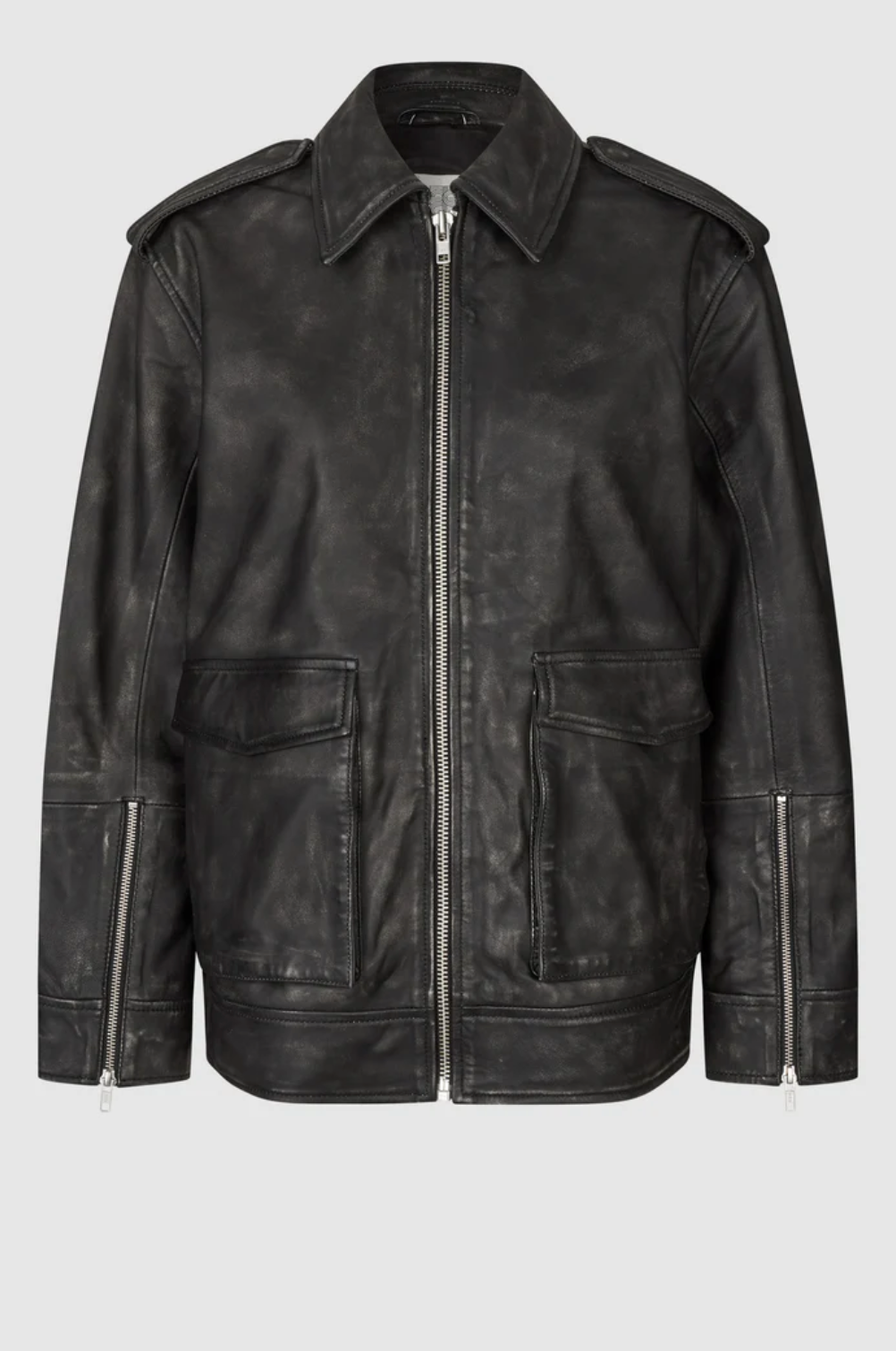 Auras Leather Jacket, black