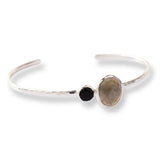 Memorable Labradorite Black Onyx rannekoru, Silver Plated
