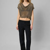 Olly Knit Waterfall toppi, Black Amber Metalic