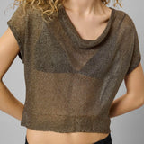 Olly Knit Waterfall toppi, Black Amber Metalic