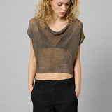 Olly Knit Waterfall toppi, Black Amber Metalic