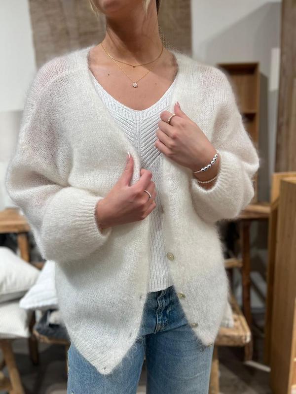 Americandreams - Cornelia mohairneuletakki, white