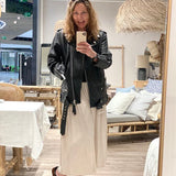 Emelie musta oversize nahkatakki