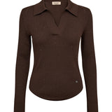 Ronika Wool Knit Polo, Bracken
