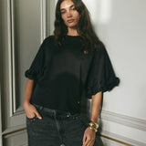 Rosette t-paita ruusuyksityiskohdilla, Black