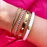 Celine elastic tennisbracelet, Gold