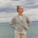 Frankie Knit Cardigan, Light Grey Melange