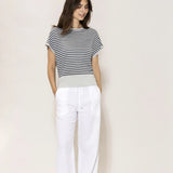 Laila pellavaneule, Grey Mist/Dusty Navy