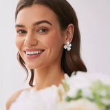 Lilly flower earring, White