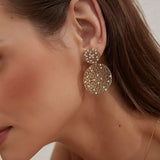 Double spinn party earring, Gold