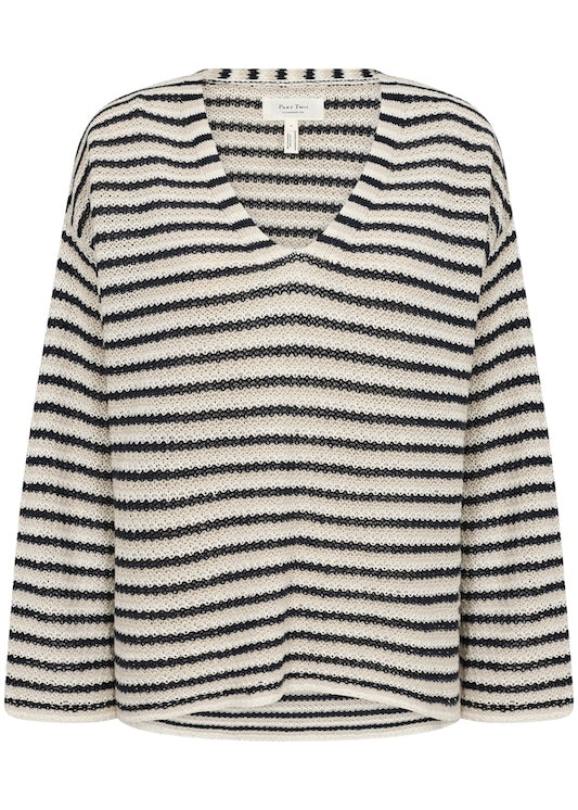 Nahni neulepusero, navy natural stripe