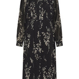 Valinka mekko, Black Fine Leaf Print