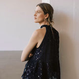 Dirtsa paljettitoppi, Black Placed Sequins