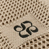 Crochet Tote Bag, Beige Melange