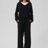 Dora leveälahkeiset housut, Black